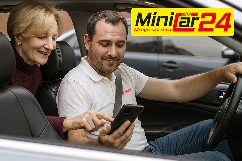 Minicar 24 Taxi Mengerskirchen Fahrer mit Kundin